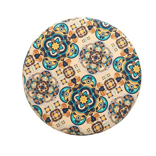 Image of NACIA Velvet Printed Ottoman Chair with Stool Combo | Dressing Table Chair for Bedroom Makeup Room Decor | Modern Upholstered Ottoman with Wooden Legs for Living Room & Home (18x18x32 Inches, Butaa)