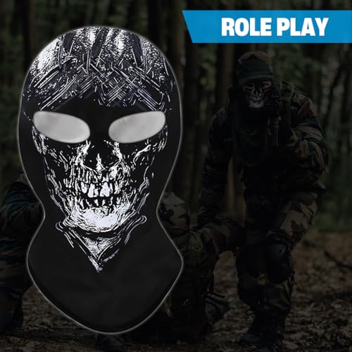 Image of Proberos Riding Face Cover Fun Ghost Face Balaclava Face Mask Stretchy Face Cover Neck Gaiter Quick-Drying Cool Ice Silk Breathable Outdoor Riding Face Mask Festival Cosplay Halloween Head Cover