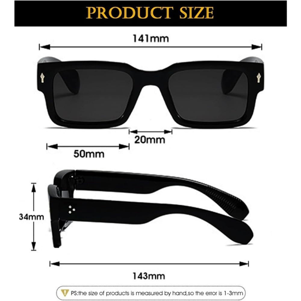 Gafas de sol gruesas y modernas con forma rectangular y protección UV400.