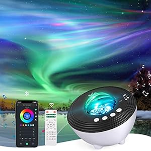 Projecteur Ciel Etoile Aurora 48 Modes Éclairage Lumiere Galaxie Plafond Veilleuse pour Enfants Adultes Planetarium Projecteur avec Musique Lecteur, Machine à sons, Commande télécommande/app/vocale