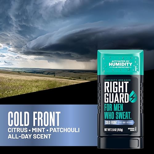 Image of Right Guard Humidity Breaker Antiperspirant & Deodorant for Men, Cold Front Scent, 2.5oz (4 Pack) Invisible Solid, 72 Hour Sweat and Odor Control, Humidity Activated