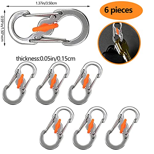 Foto von DHER S Outdoor Camping Haken Klein S Karabinerhaken S Karabiner 6 Stück S Bergsteigen Karabiner, Anti-Diebstahl und Anti-Drop-Edelstahl-Verschluss-Clip, Mini S Bergsteigen Rucksack Karabiner (Silber)