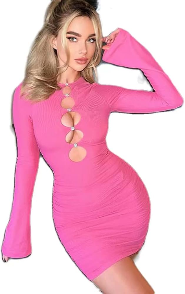 Amazon.com: Women's Chest Cutout Sexy Slim Long Sleeve Dress Rose Red : Clothing, Shoes & Jewelry Amazon.com: Women's Chest Cutout Sexy Slim Long Sleeve Dress Rose Red : Clothing, Shoes & Jewelry