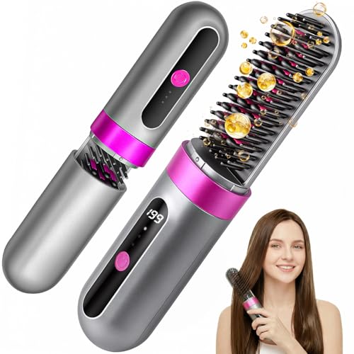 Image of Cordless Hair Straightener, Portable Travel Ionic Hair Straightening Brush