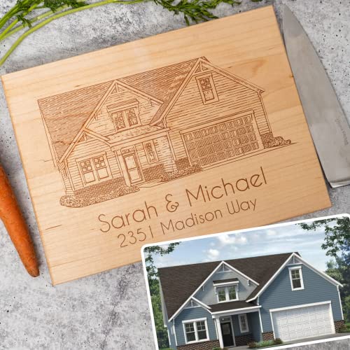 Blue Ridge Mountain Gifts Personalized Cutting Board With Engraved Photo Of Your Home - Gift For Father's Day, Closing Gift For Clients Or Housewarming Present For New Homeowners #TOP3
