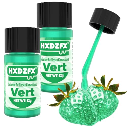 Peinture Paillette Comestible Vert - Liquide Colorant Alimentaire Paillette, Peinture Paillette Alimentaire pour GâTeaux, Biscuits, Bonbons, Boissons,...