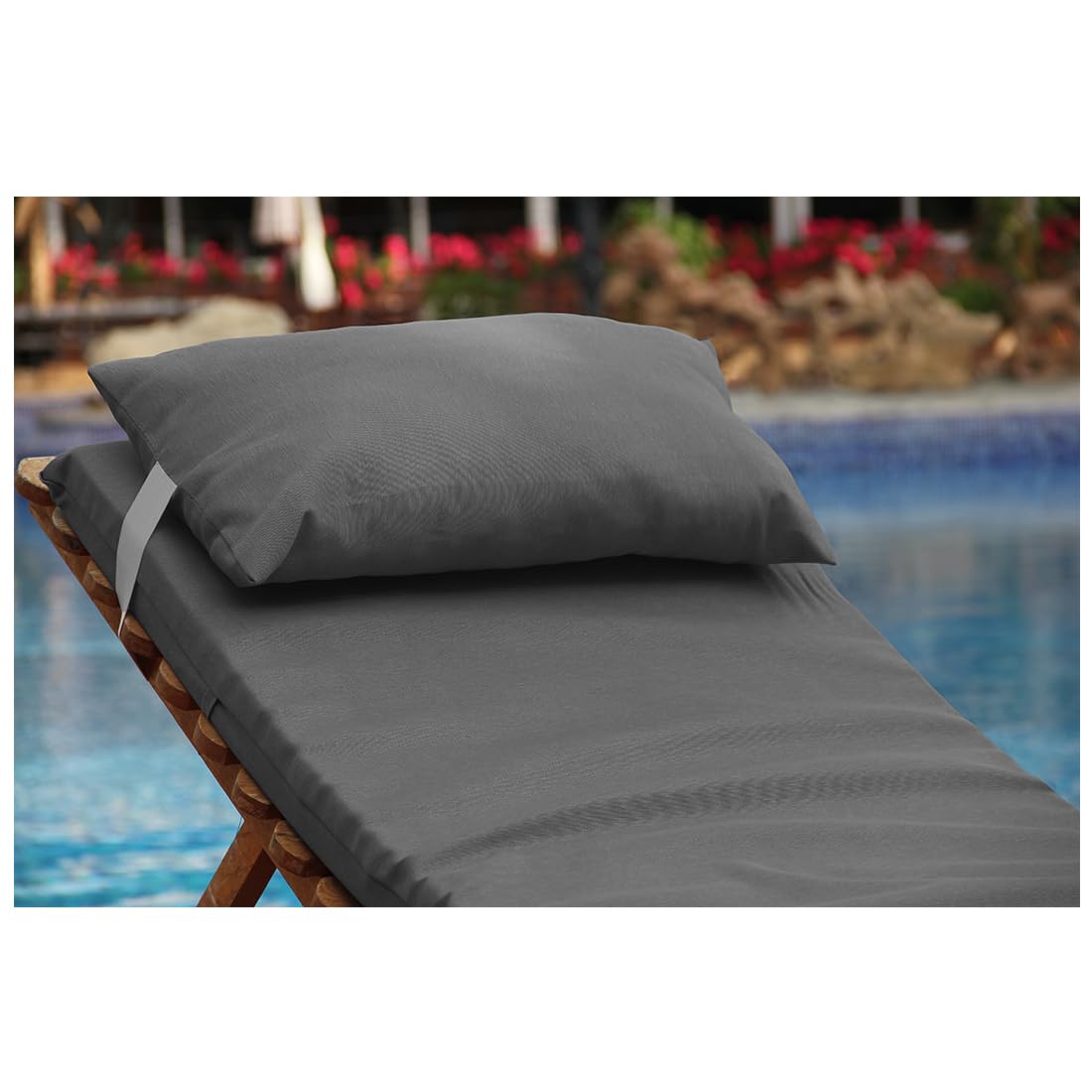 Acomoda Textil - Colchón Tumbona con Cojín 180x60x6 cm. Desenfundable, Elegante y Cómodo. Ideal para Jardín Piscina, Playa, Balcón y Terraza (Gris Oscuro, 2)