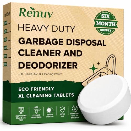 Image of Renuv Garbage Disposal Cleaner and Deodorizer Tablets, 6 XL Tablets | Foaming Citrus Scent, Drain Freshener, Kitchen Sink Odor Refresher For Garbage Disposer Cleaning
