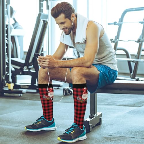 Image of Wusikd Heartbeat Symbol Compression Socks for Women and Men Circulation Black Long Socks for Athletic Running 1