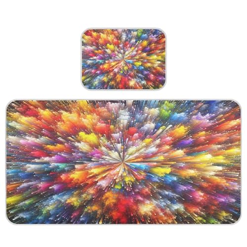 Burbuja Baby Cooling Mat Color Explosion Bed Pad Ice Silk Cool Mat for Crib Mattress, Sleeping Pad with Pillowcase for Girl Boy, 28x52 in