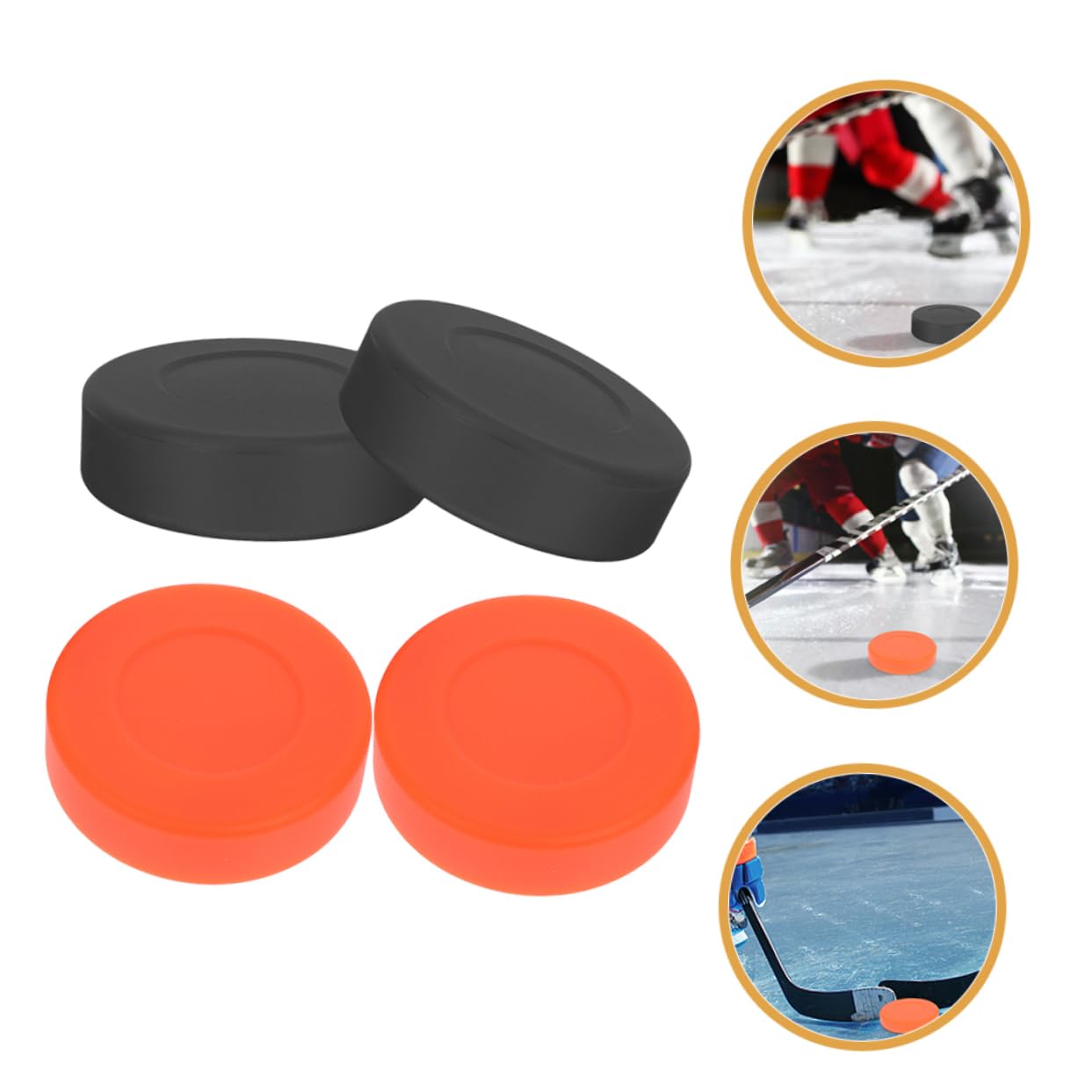 KOMBIUDA 4 Pack Ice Hockey PVC Flat Hockey Balls Professional Training Puck for Indoor/Outdoor Sports