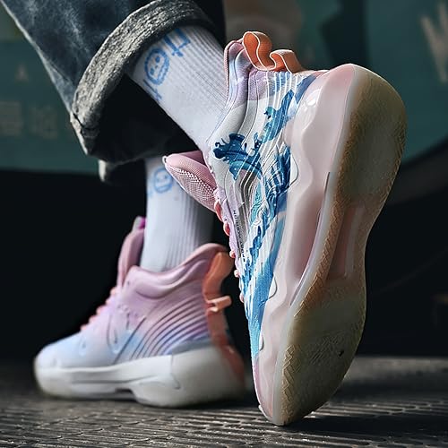 Image of Men's High-Top Basketball Shoes Anti-Slip and Wear-Resistant Soles Running Shoes Graffiti Design Fashionable Sports Shoes