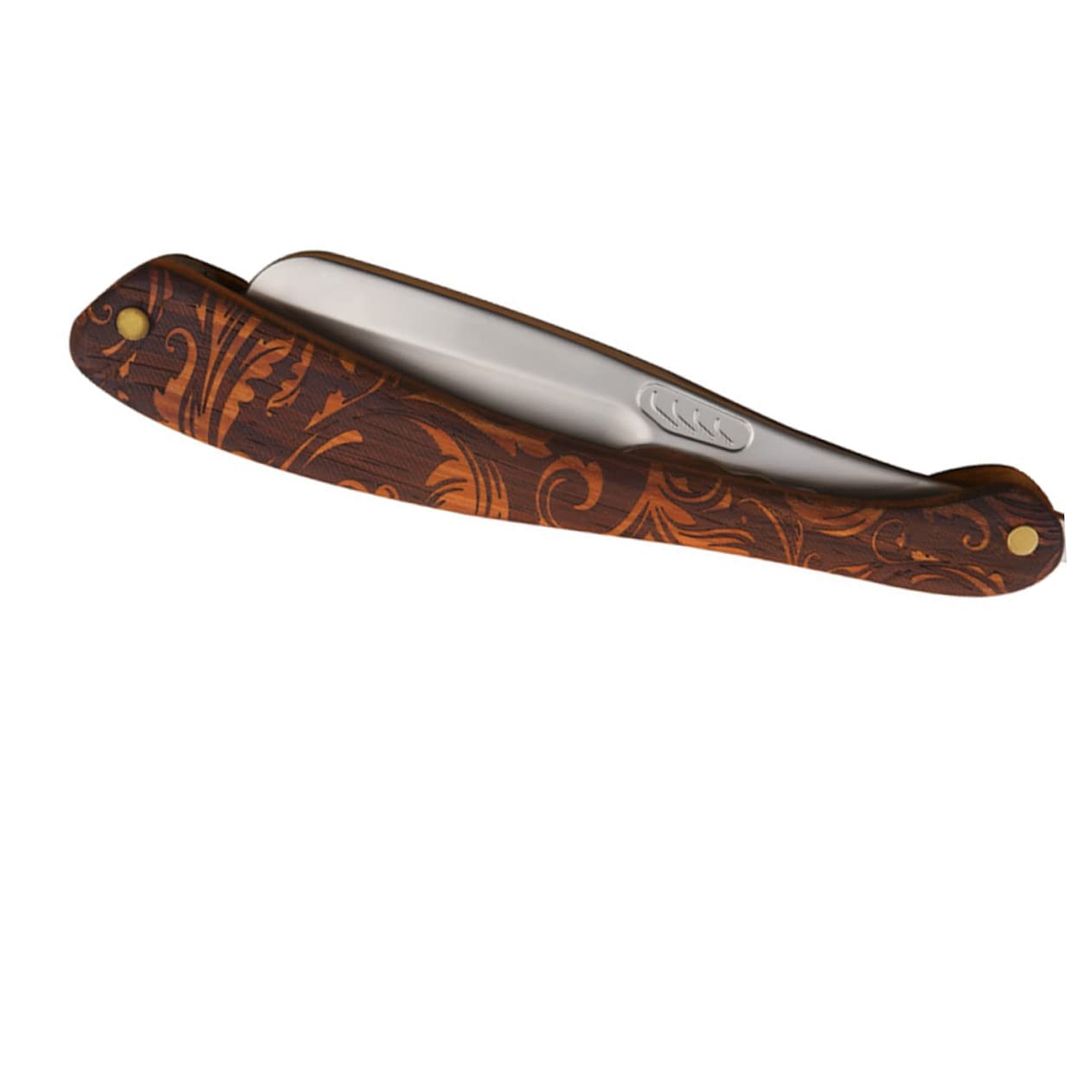 Rasoio Dritto Pieghevole in Acciaio Inox e Legno Marrone | Uso Domestico e Professionale, Controllo Preciso a Mano, Stile Vintage Classico