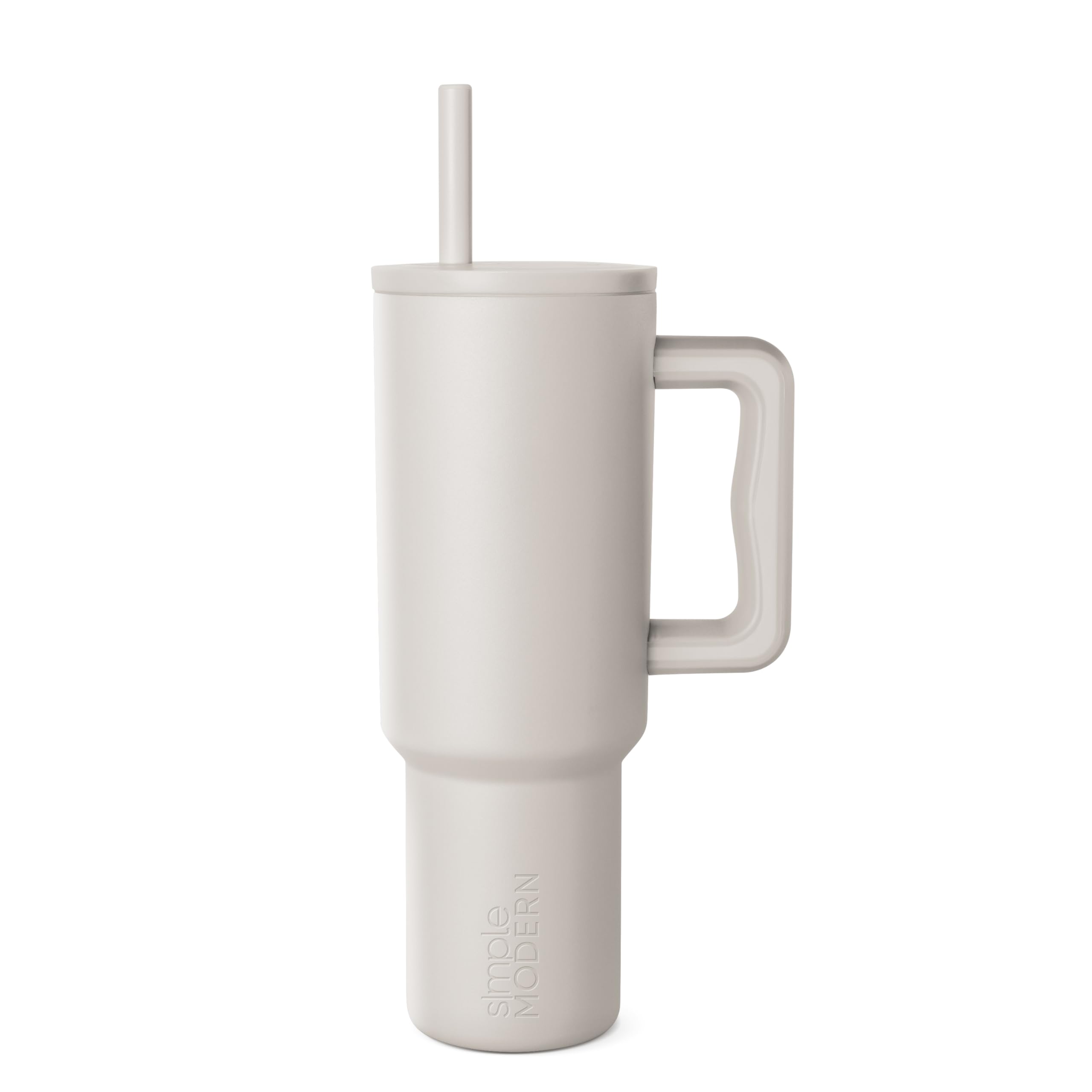 Simple Modern 40 oz Tumbler with Handle and Straw Lid | Leak-Proof Insulated Stainless Steel Water Bottle Travel Mug Cupholder Use | Gifts for Women Men Him Her | Trek Signature | Almond Birch