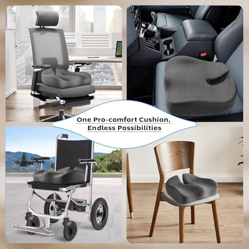 Image of Memory Foam Car Seat Back Support, Orthopedic Lumbar Back Rest for Back Pain Relief, Back Support Pillow for Office ChairCarBack Support Pillow,-Seat Cushion (Grey, FD Chair CUISION)