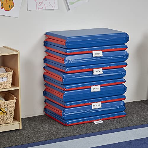 Ecr4Kids Premium Folding Rest Mat, 3-Section, 1In, Classroom Furniture, Blue/Red #TOP7
