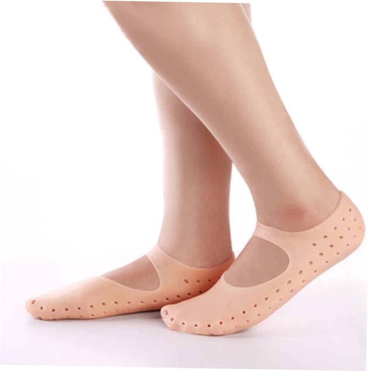 DISONE Moisturizing Socks,Silicone Anti-Split Moisturizing Socks, Soft Breathable Foot Care Gel Spa Socks For Women And Men For Dry Feet Ankles Cracked Heel Repair (Strip Full Heel Scoks), Sandal-image-9