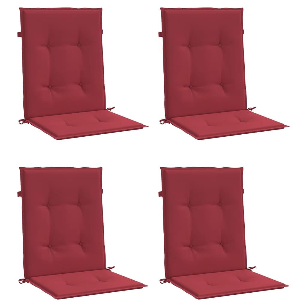 Cuscini per Sedia da Giardino per Sedia a Schienale Basso 4 Pezzi Rosso Vino Cuscino Seduta in Tessuto Oxford 100x50x3cm Idrorepellente Antiscivolo per Esterno ed Interno