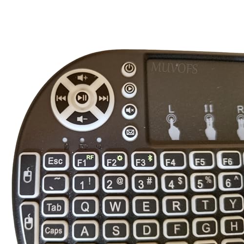 Image of MFS1670 Mini Wireless Keyboard with Touchpad, 2.4G & Bluetooth Backlit Portable Keyboard with Rechargeable Battery, Multi-Color LED, Multimedia Remote Control, Black MFSBTKB