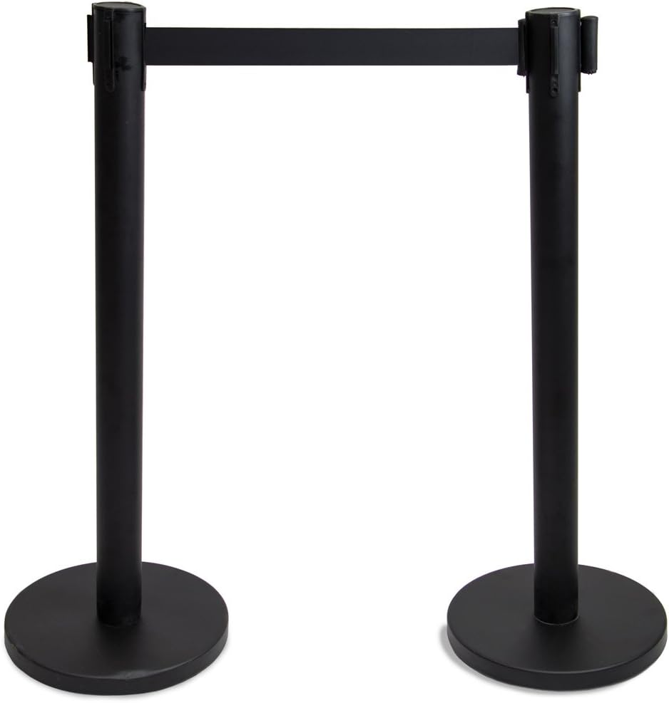 3-ft. Control Stanchions | Heavy Duty | Retractable 6.25 ft. Belt | Easy to Assemble | Perfect for Events & Parties|Black Pack of 1 Set