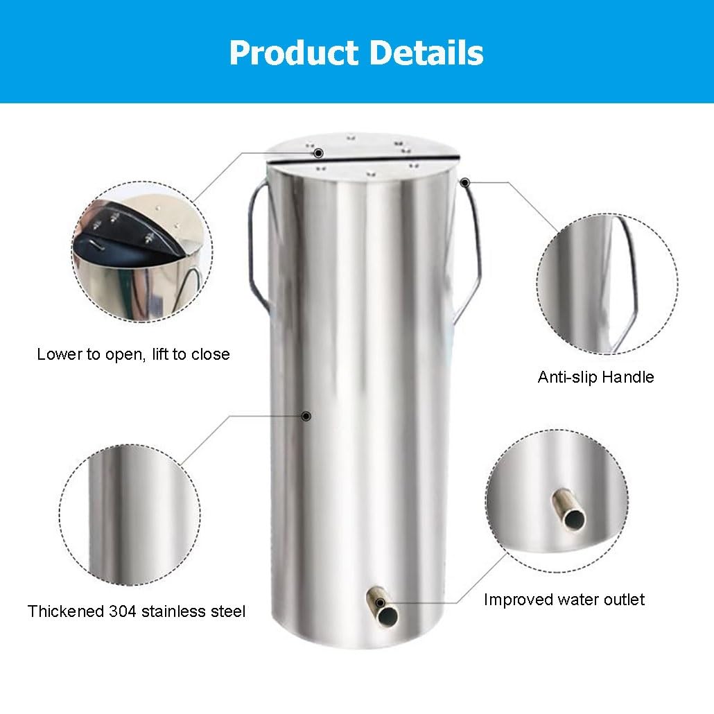 Muestreador de agua de 0,5 a 5 L con cucharón oscilante, sistema de muestreo de agua con cucharón de acero inoxidable 304 de gran espesor, vaso de precipitados(5L-16x32cm)
