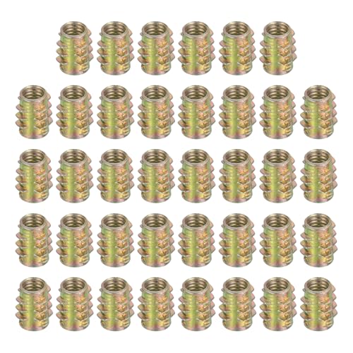 Image of sourcing map 38 Pcs Threaded Inserts for Wood, Zinc Alloy M6 Thread Inserts Nuts Hex-Flush Socket Drive Screw 13mm Length for Furniture, Cabinet, Tables and Chairs