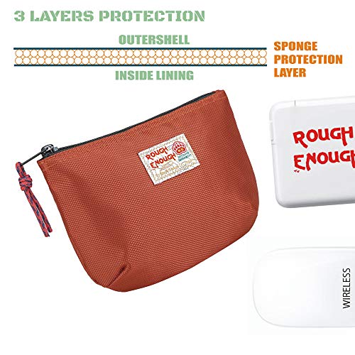 Rough Enough Small Travel Power Bank USB Charger Cable Case Organizer Bag Pouch with Zipper for Mac Electronics Tech Accessories Magic Mouse Toiletry Storage Shaving Kit for Men Women School Boy Girl