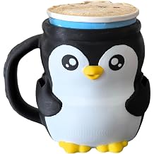 Penguin Ice Cream Pint Holder Spoon Slots Funny White Elephant Gag Gift