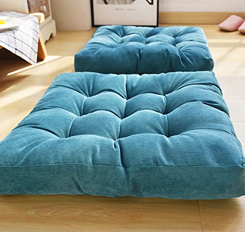 Egobuy Meditation Floor Pillow, Square Large Pillows Seating For Adults, Blue Tufted Corduroy Cushions For Outdoor Yoga Tatami Fireplace Living Room, Memory Foam Filing, Blue, Cushion 22 X 22 Inch #TOP7