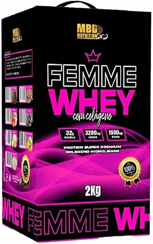 Whey Protein Femme 2kg (caixa) MBD Nutrition c/Colágeno Sabor Baunilha