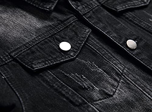 QIMYUM Jean Jacket For Men, Distressed Slim Denim Jacket4
