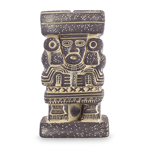 Escultura cerámica arqueológica gris de 6.75 pulg., 'Diosa Chalchiuhtlicue' miniatura 4