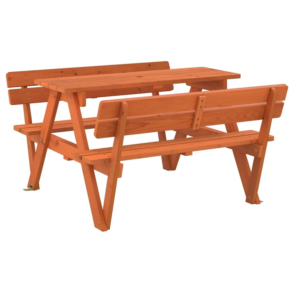 Tavolo da picnic per 4 bambini, in legno di abete massiccio con foro per ombrellone, stabile tavolo da giardino per terrazza e balcone, resistente alle intemperie, ideale per esterni e