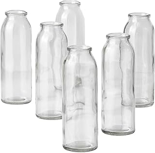 Serene Spaces Living Set of 6 Clear Glass Bud Vases – Ideal for Centerpieces at Weddings and Events – 6.25” Tall & 2” Diameter – Elegant Flower Vases for Home Decor