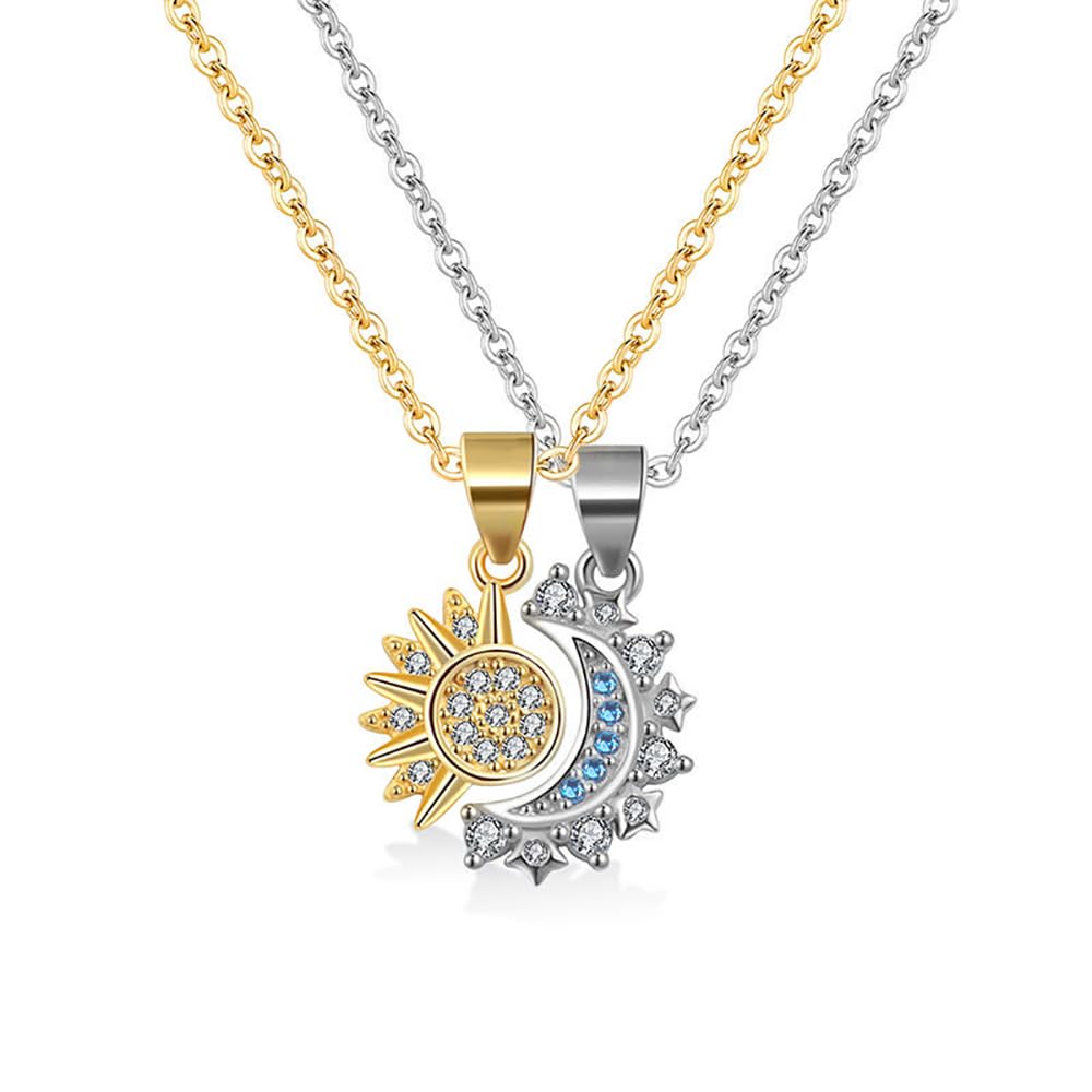 Couple Necklace Sun and Moon Gift for Couples Costume Necklace for Couples and Best Friends-image-5