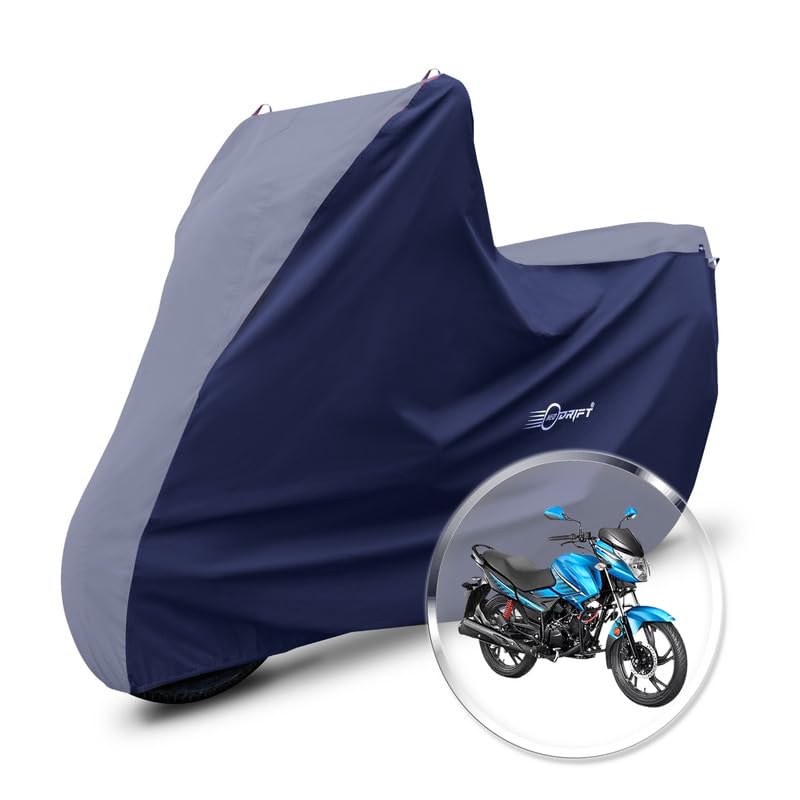 Image of Neodrift 'SuperMax' Bike Cover Suitable for Hero Glamour FI (All-Weather Motorcycle Protection, Water & UV Resistant, Dustproof, Windproof) (Colour: L.Gray - Blue)
