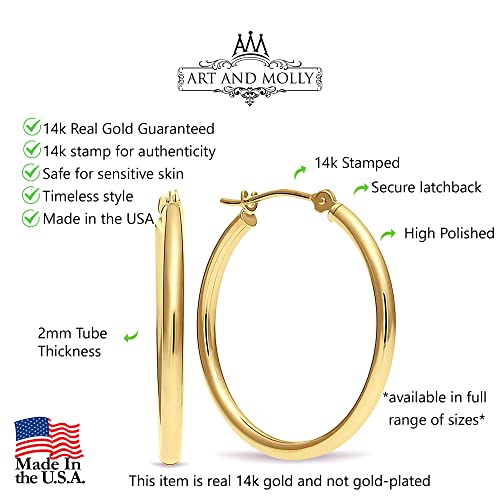 14k Gold Hoop Earrings, 1" Diameter3
