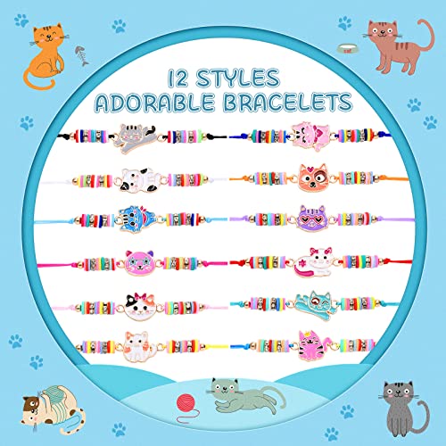 Lorfancy 12 Pcs Bracelets For Girls Kids Toddler Play Jewelry Cute Animal Cat Charm Bracelet Friendship Braided Woven Bracelets Adjustable Little Girls Dress Up Jewelry Gift #TOP3