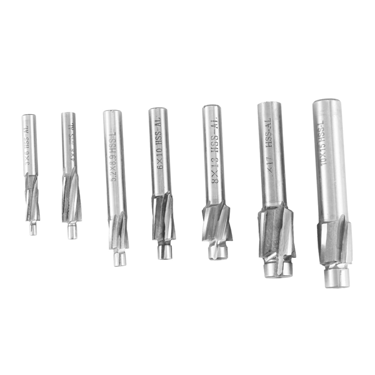 Hemobllo 7pc Straight End Mill Cutters Countersunk Milling Cutters High Speed Steel Drill Bits 3-12mm Precision Machining Tools for Steel Aluminum