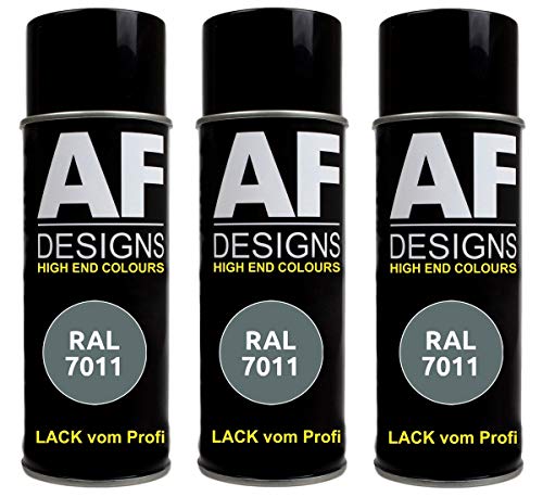 Alex Flittner Designs 3X Ral Pintura en Espray Pintura Coche Laca Colorida Lata de Aerosol RAL7011 Gris Hierro Mate