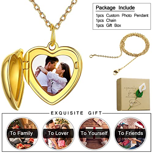 Sterling Silver Heart Locket Necklace For Women, Angel Wings Lockets Necklace For Women That Hold Pictures, Gold/Silver/Rose Gold Personalized Engrave Memorial Lockets For Kids Girl With Chain 12-22In #TOP6