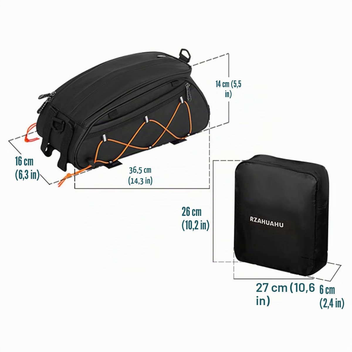 Sac de Porte-vélos 3 en 1 Coffre Isotherme vélo avec 2 Sacs Suspendus Latéraux Bagages Sacoche Bandoulière