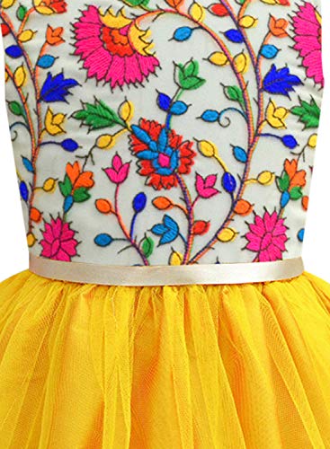 Image of A.T.U.N. (All Things UBER Nice) Girls Fit and Flare Embroidered Sleeveless Knee Length Dress for Party and Special Occasions