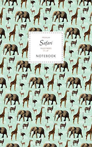 Safari Notebook - Ruled Pages - 5x8 - Premium: (Mint Green Edition) Fun Animal Notebook 96 ruled/lined pages (5x8 inches / 12.7x20.3cm / Junior Legal Pad / Nearly A5)