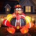 Joiedomi 6 Foot Thanksgiving Inflatable Turkey; LED Light Up Blow Up Turkey with Pilgrim Hat Perfect for Inflatable Thanksgiving Autumn Decorations