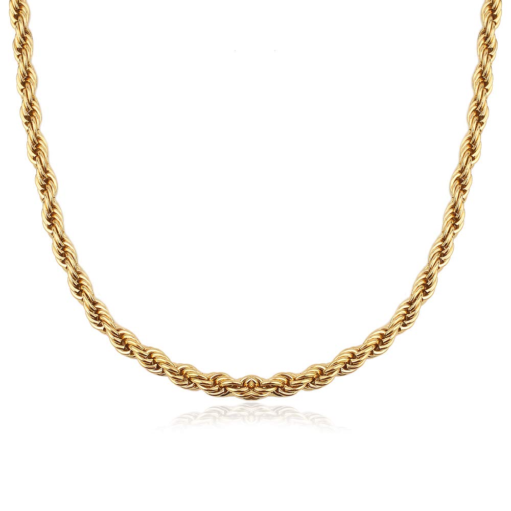 GD GOOD.designs Königskette Gold für Damen aus wasserfestem Edelstahl I 18K vergoldete Kordelkette (3mm oder 5mm) Gedrehte Halskette ohne Anhänger