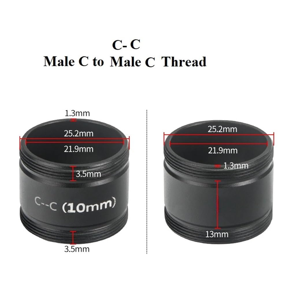 Microscope All Metal Male to Male Ring Adapter Tube Extension Clasp Camera C-Mount Thread RMS M25 M26 M28 Fit for Metallographic Microscope(C-C)
