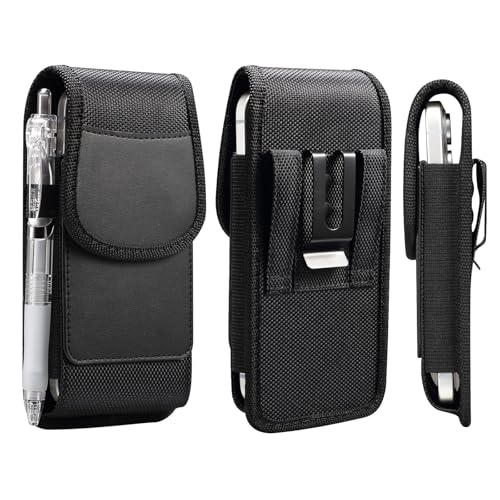 Handytasche Nylon Holster Hülle mit Gürtelclip Cover für iPhone 15 14 13 12 11 Pro XR X 8 7 6 Plus Samsung Galaxy S25 S24 S23 S21 S20 FE Xiaomi Moto LG Google Handy Gürteltasche Gürteltasche