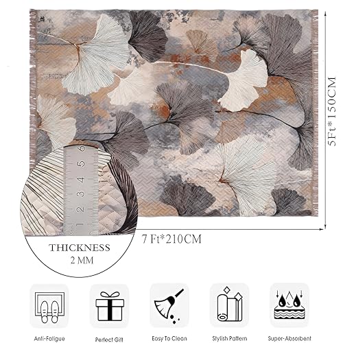 Image of Sparrow World Holland Velvet Quilted Printed Foam Padded Carpet - Premium Home Decor Rug for Living Room, Bedroom, Kitchen, Drawing Room, Hall, Guest Room (5 x 7 Feet) (Coffee-Leaf)