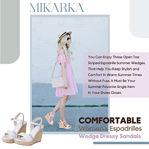 mikarka Women's Espadrille Wedge Sandals: Ankle Strap Platform Open Toe Wedges - Stylish High Heel Dressy Summer Wedges for Women, Inspired by Espadrilles3